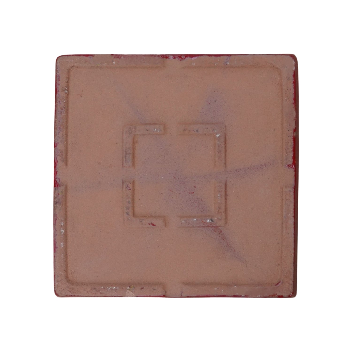 Square Bright Red Ceramic Clay Plant Saucer