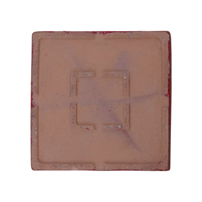Square Bright Red Ceramic Clay Plant Saucer