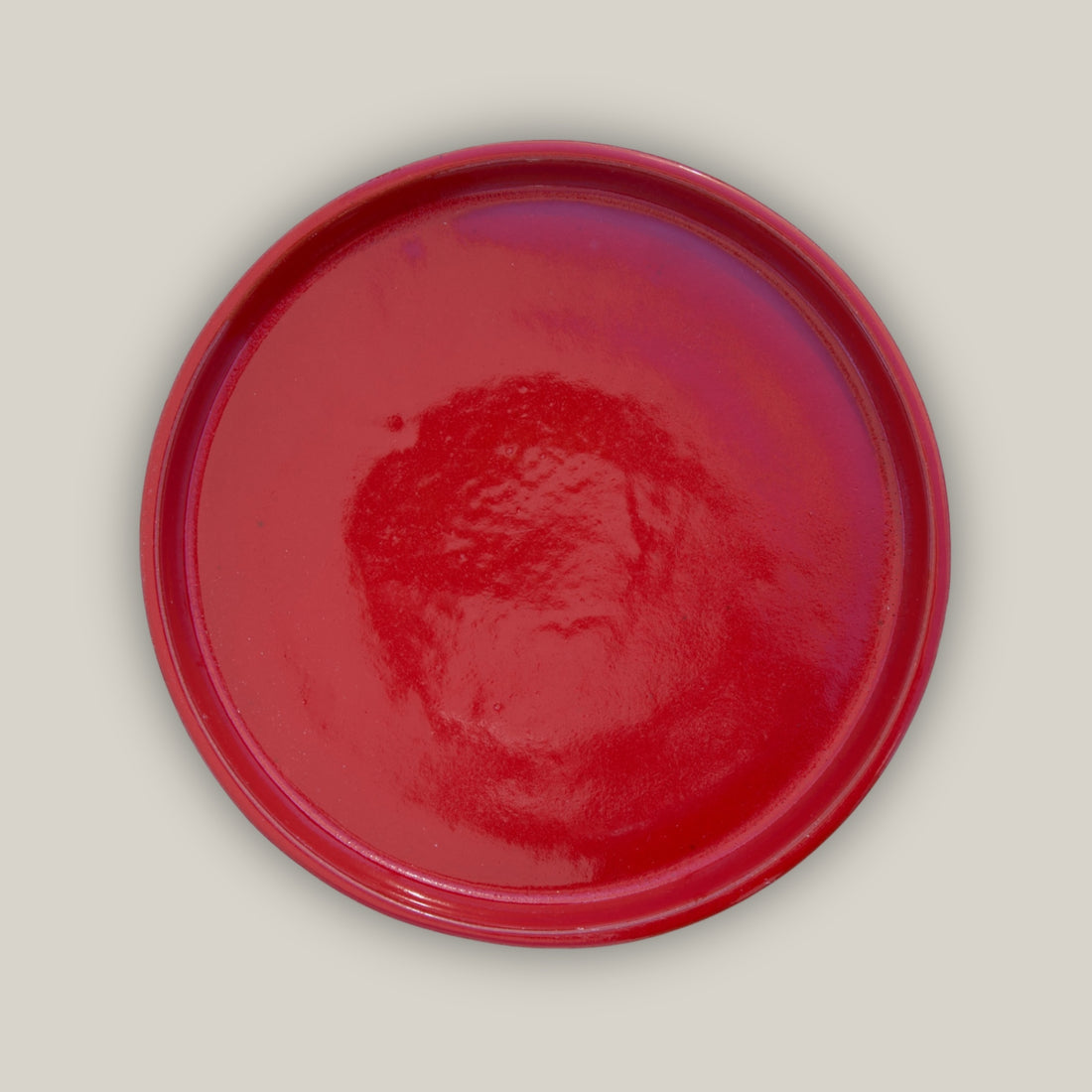 3125L14FS - Round | Bright Red Ceramic Plant Saucer | High Fired Ecofriendly Clay - Sizes 8&quot;-19.5&quot;