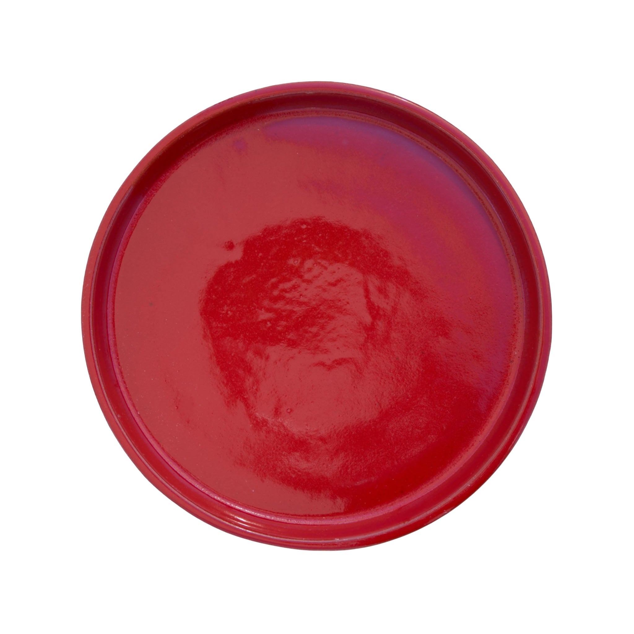 Round Bright Red Ceramic Clay Plant Saucer