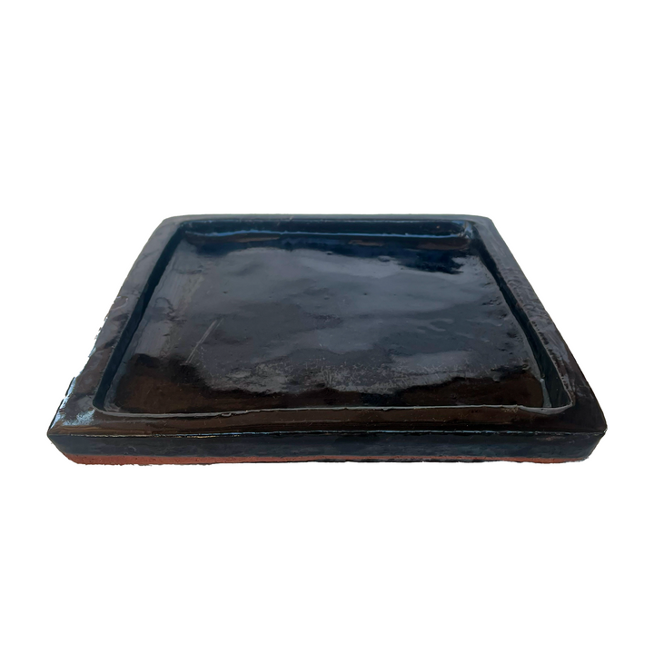 Black Square Planter Saucer - FREE SHIPPING - Sizes 7” 9” 10” 11” 12” 13” 15” - Handmade Thick Ceramic Tray To Protect The Floor From Water