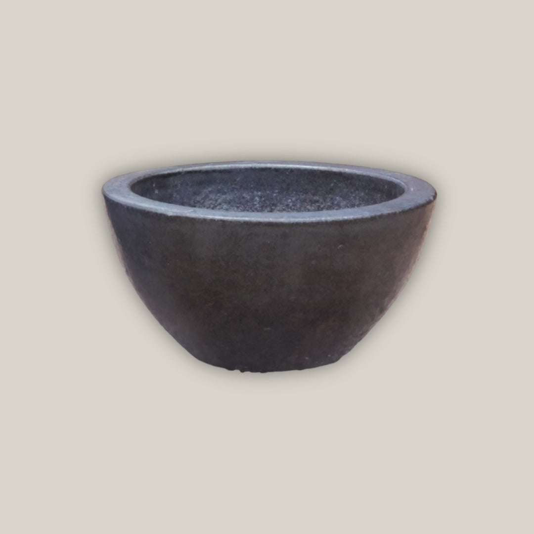 Matte Black Wide Succulent Bowl - Lion