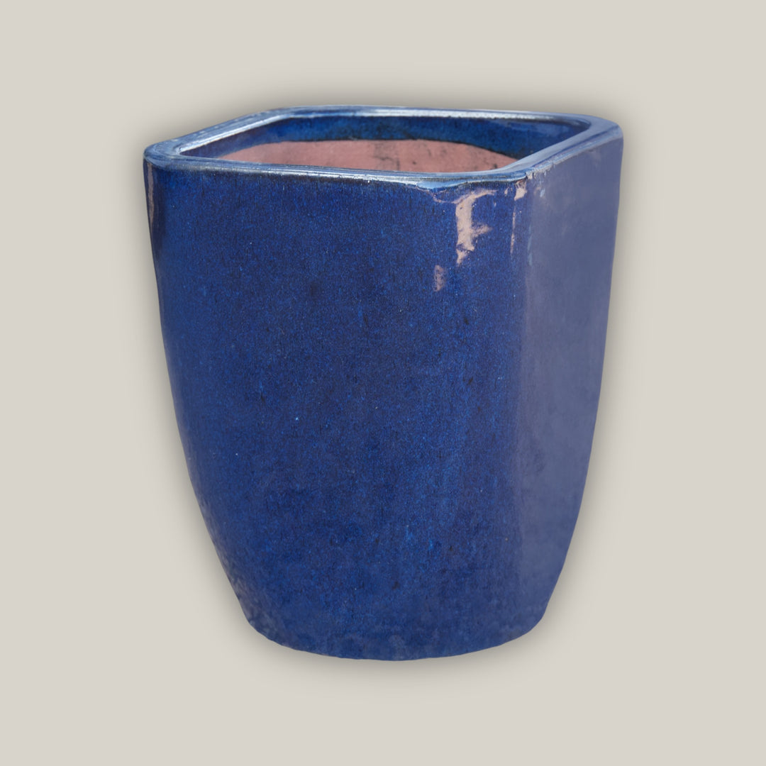 Dark Blue Modern Tapered Square Planter