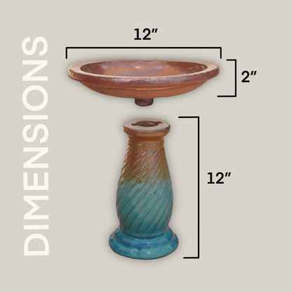 307MFS - Small Ornate Ceramic Bird Bath- FREE SHIPPING