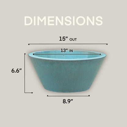 6028H1FS - Turquoise Low Cone Pot - FREE SHIPPING