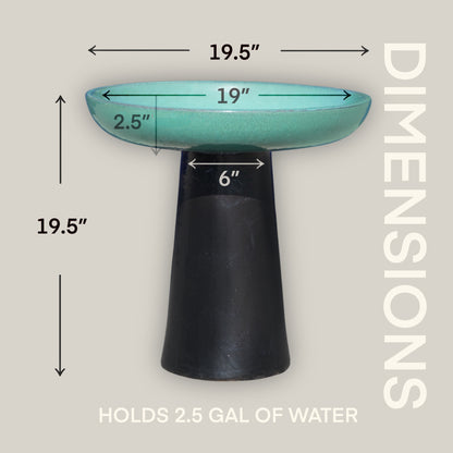 3106L5FS - Ceramic Bird Bath - Jade Top and Black Stand