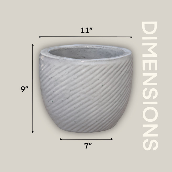 White Round Swirl Planter