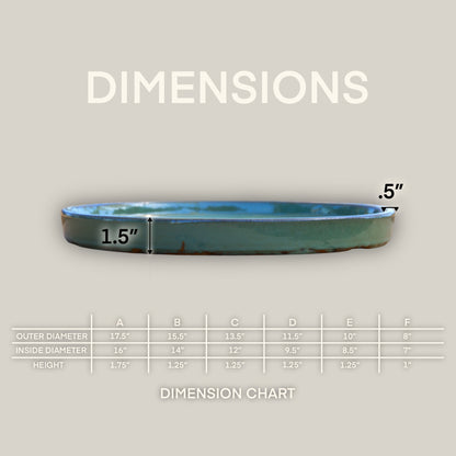 3125L39FS - Round | Atomic Green Ceramic Plant Saucer | High Fired Ecofriendly Clay - Sizes 11.5"-19.5"