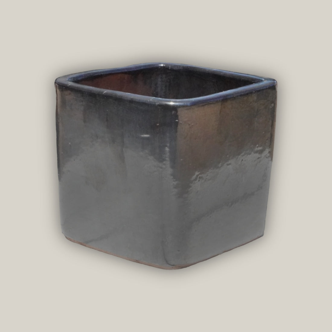 294M10 - Silver Black Ceramic Cubed Flowerpot