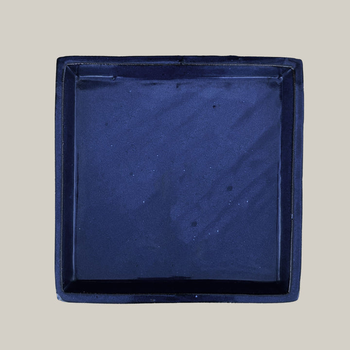 Square | Dark Blue Ceramic Plant Saucer | High Fired Ecofriendly Clay - Sizes 7"-15" - Free Shipping