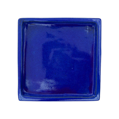 Square Falling Blue Ceramic Clay Plant Saucer