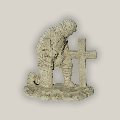 Kneeling Soldier at Cross Sculpture