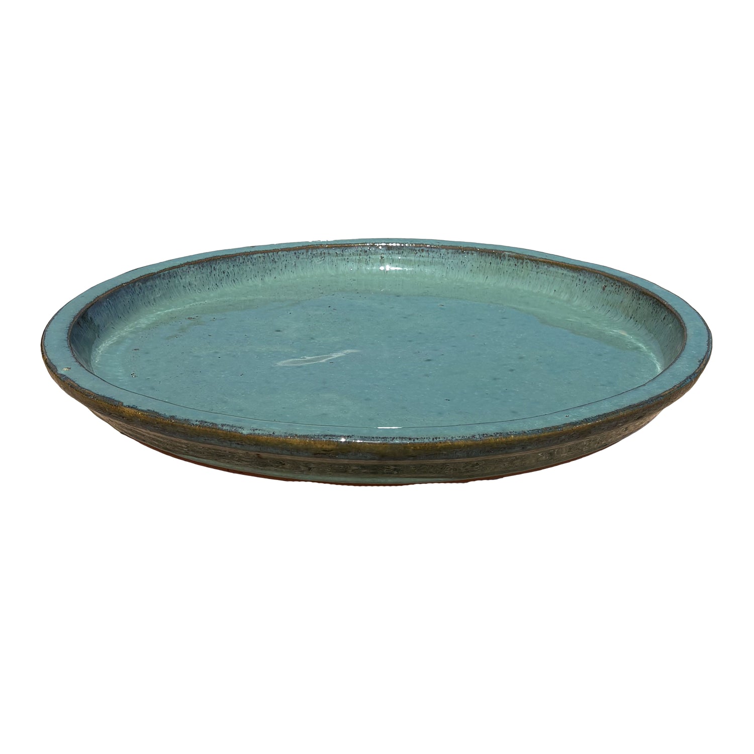 glazed saucers for plant pots 6135H82 - Round | Falling Green