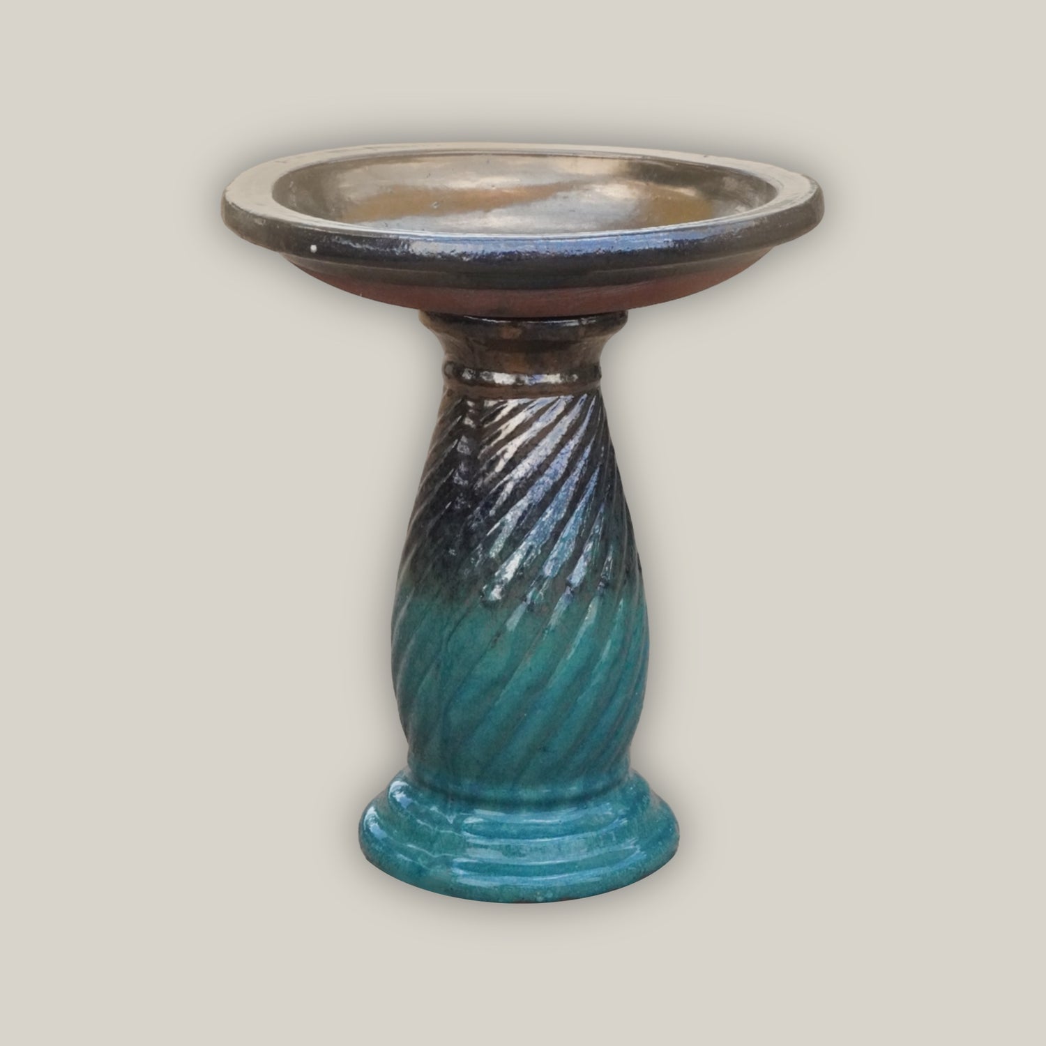 307MFS - Small Ornate Ceramic Bird Bath- FREE SHIPPING