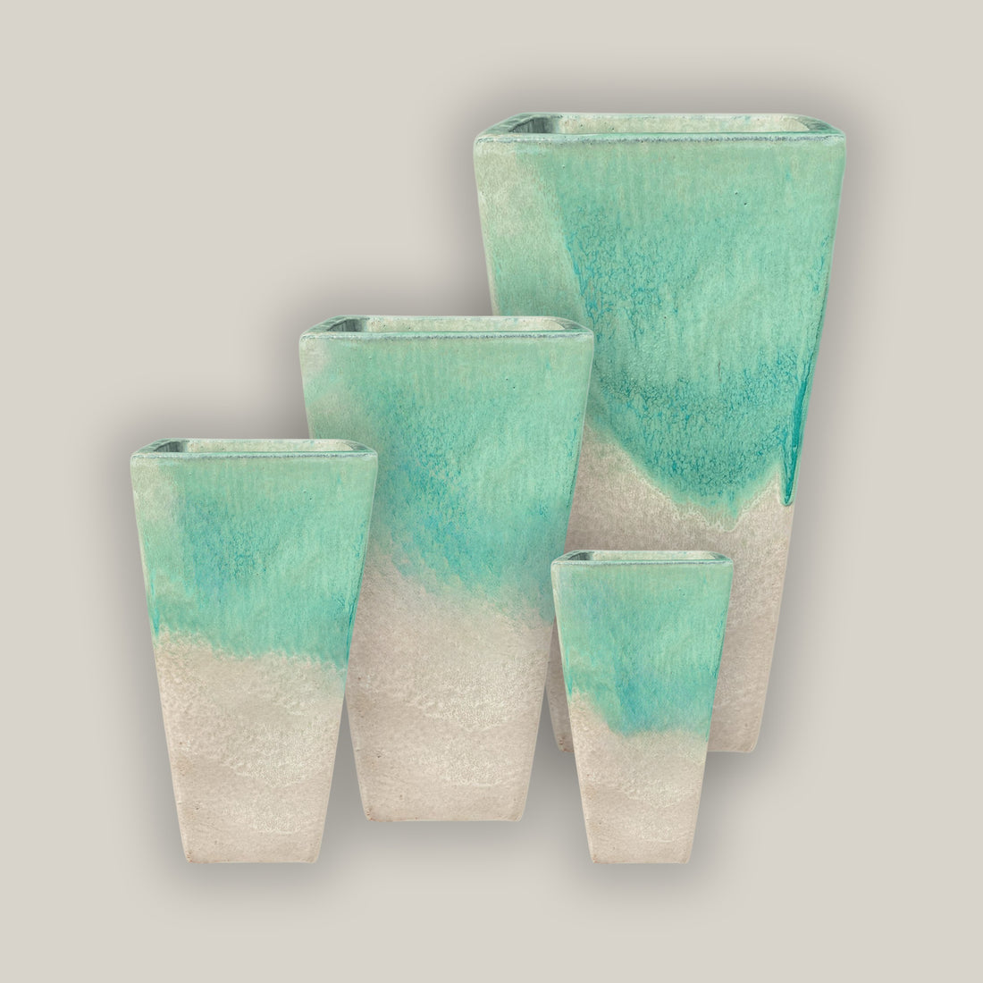 289M21 - Marble Green Tall Tapered Square Planter