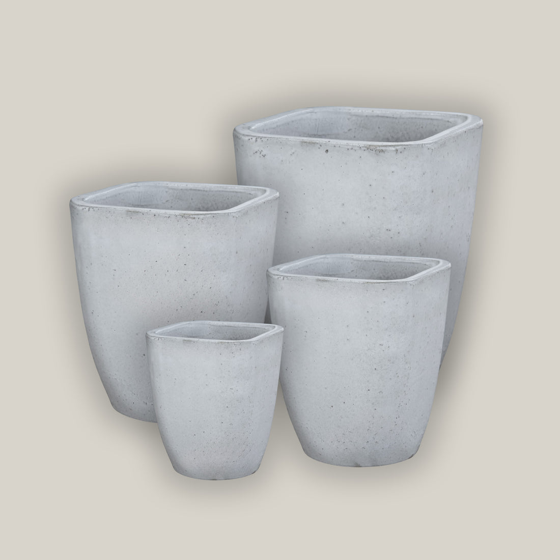 White square planter with modern tapered design set of 4