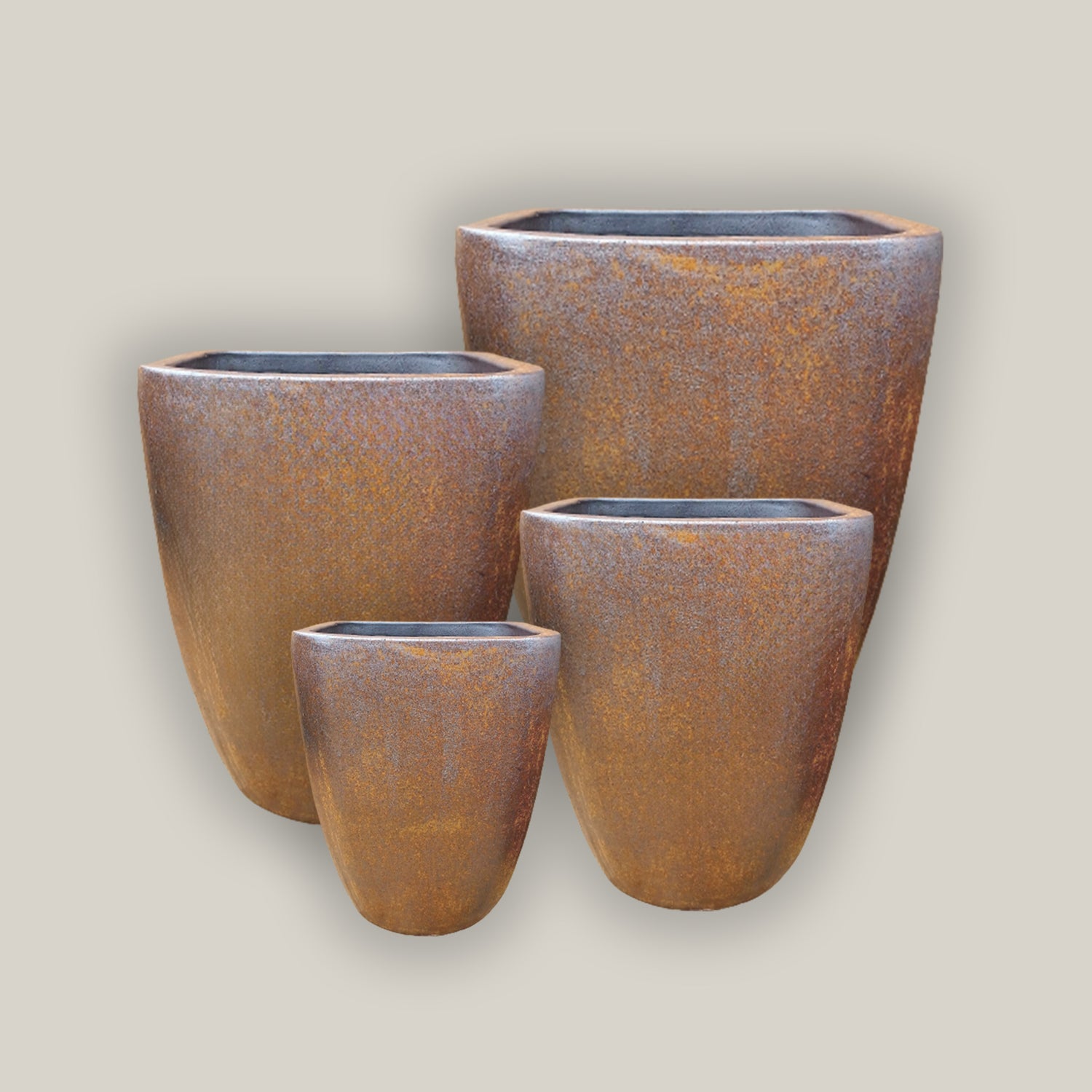 3015L99 - Iron Finish Modern Tapered Square Planter