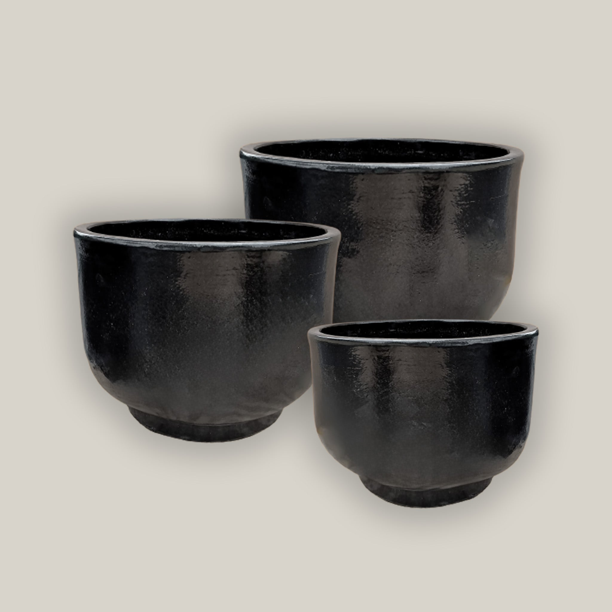 3043L1FS - Black Contemporary Low Ceramic Bowl FREE SHIPPING