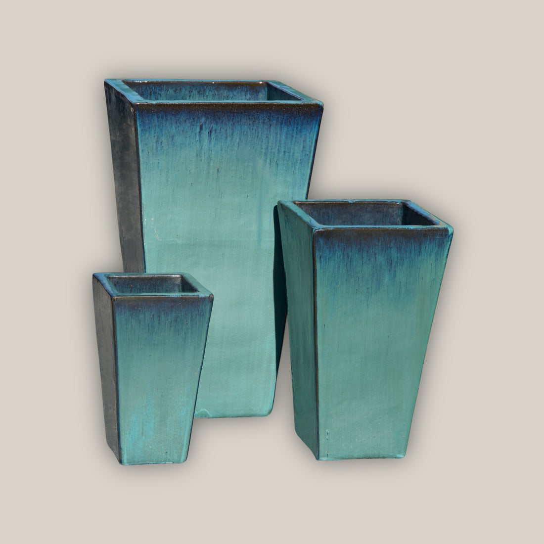 6018H1 - Turquoise Square Wedge Planter