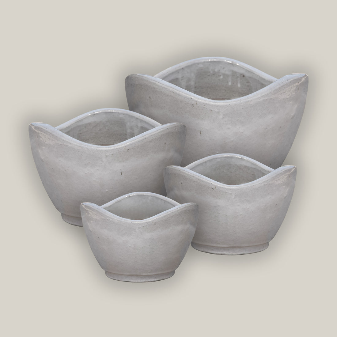 White Low Bowl Planter