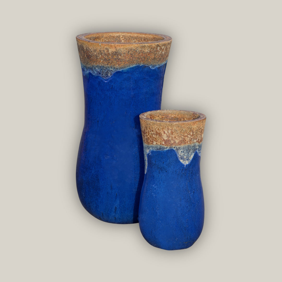 Angkor/Blue Ceramic Peanut Planter