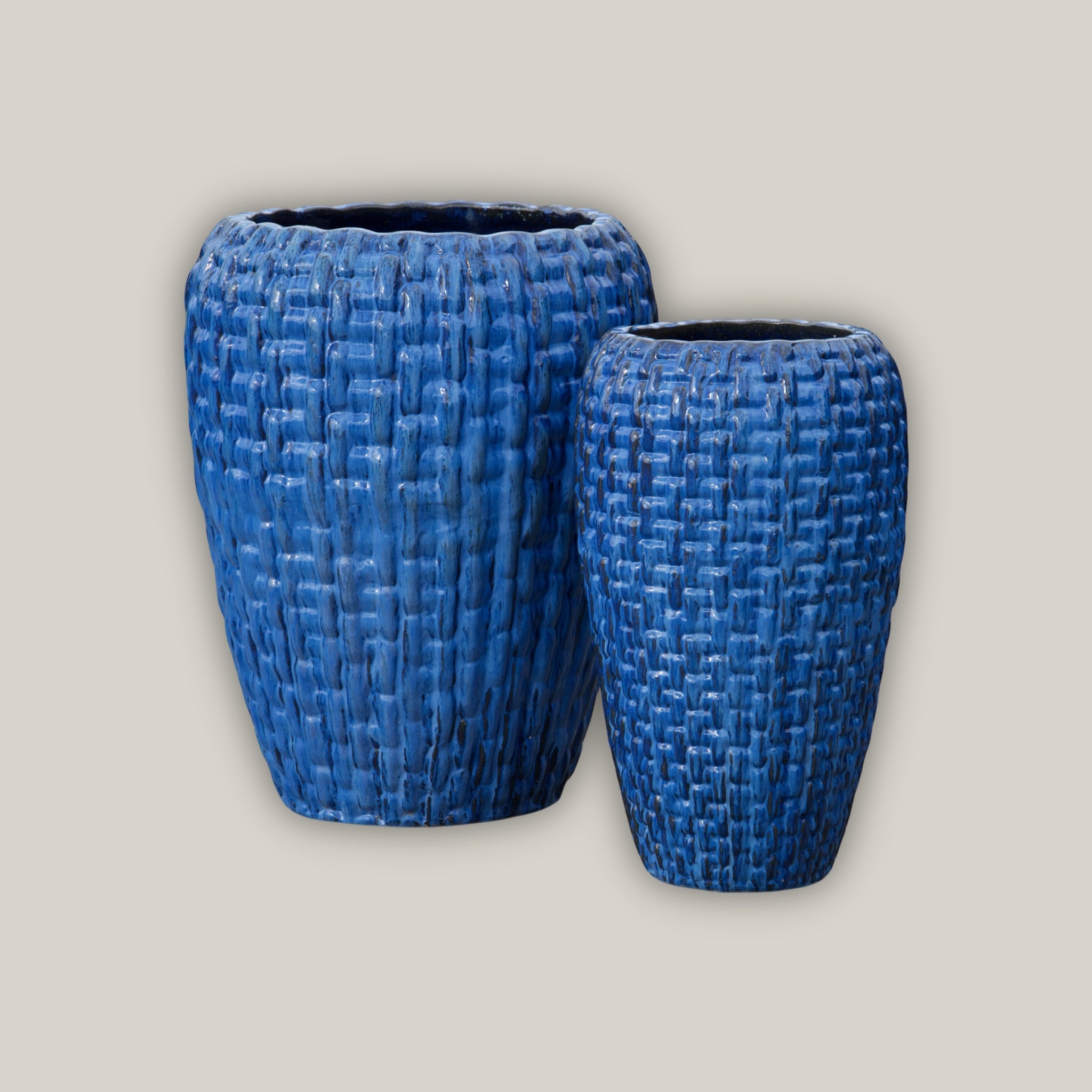 9700C1 - Cobalt Blue Ceramic Tall Woven Planter