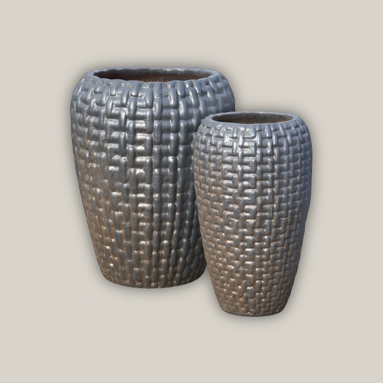 9700C17 - Copper Gold Ceramic Tall Woven Planter