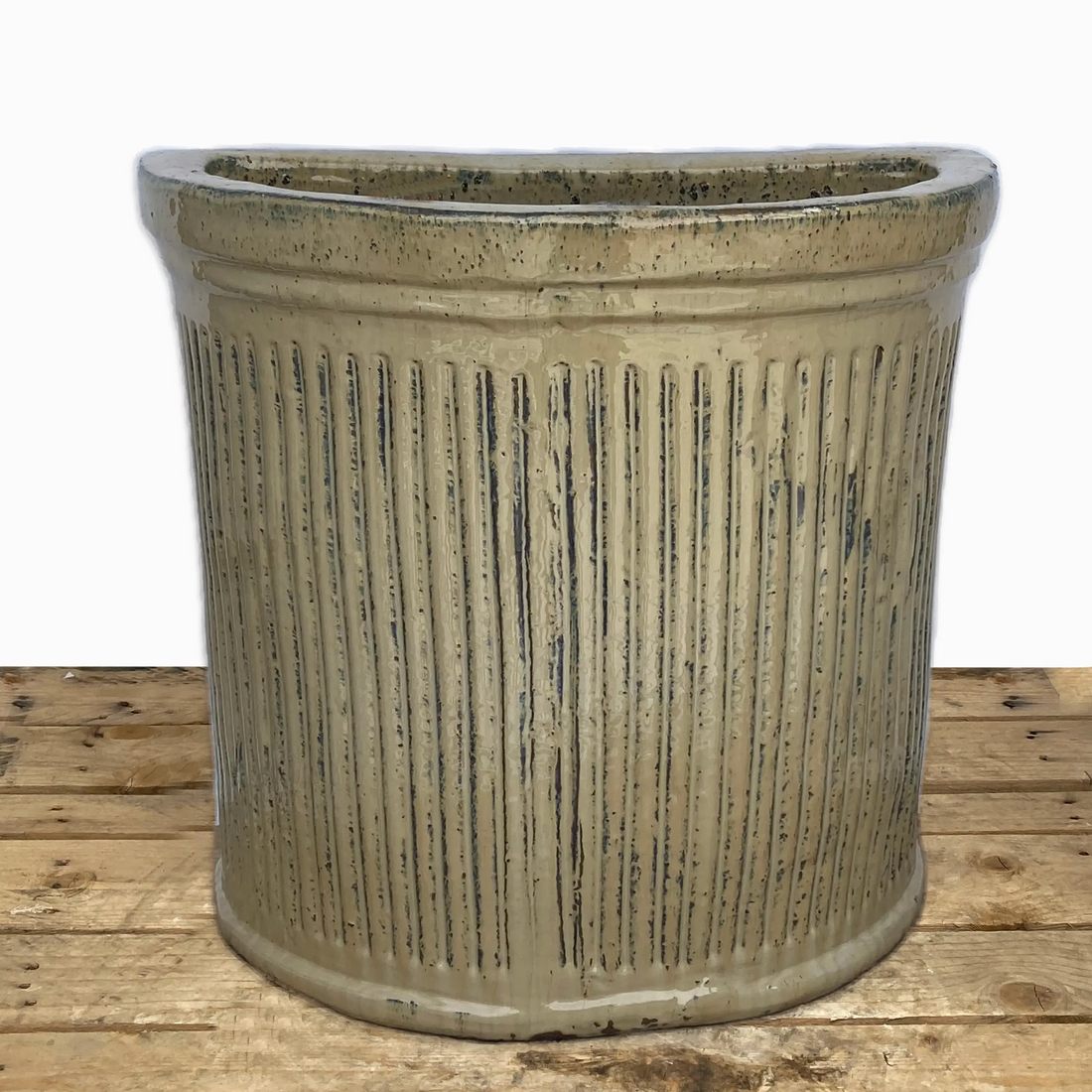 8837N7FS - Cream Half Round Ceramic Wall Planter - FREE SHIPPING