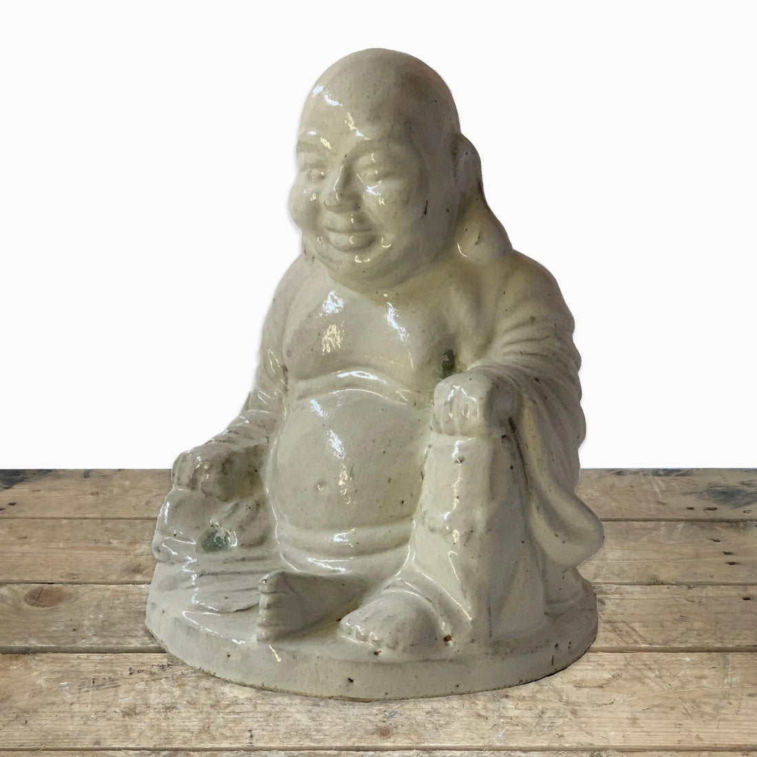 5051N12 - White Ceramic Happy Buddha Statue