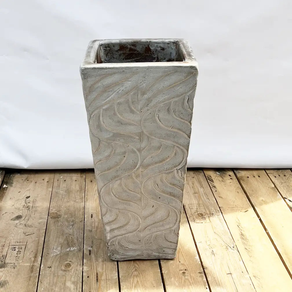 9068P73FS - Tuscany White Wavy Line Square Pot - FREE SHIPPING