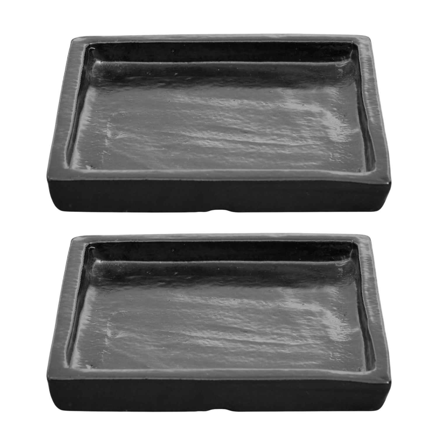 Square Black Ceramic Clay Plant Saucer