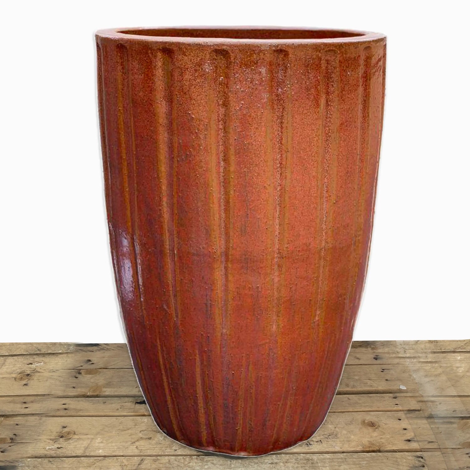 9875P11FS - Copper Red Line Cylinder Ceramic Pot - FREE SHIPPING