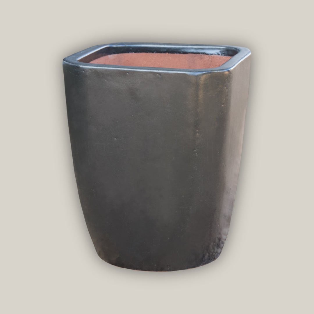 Matte Black Modern Tapered Square Planter