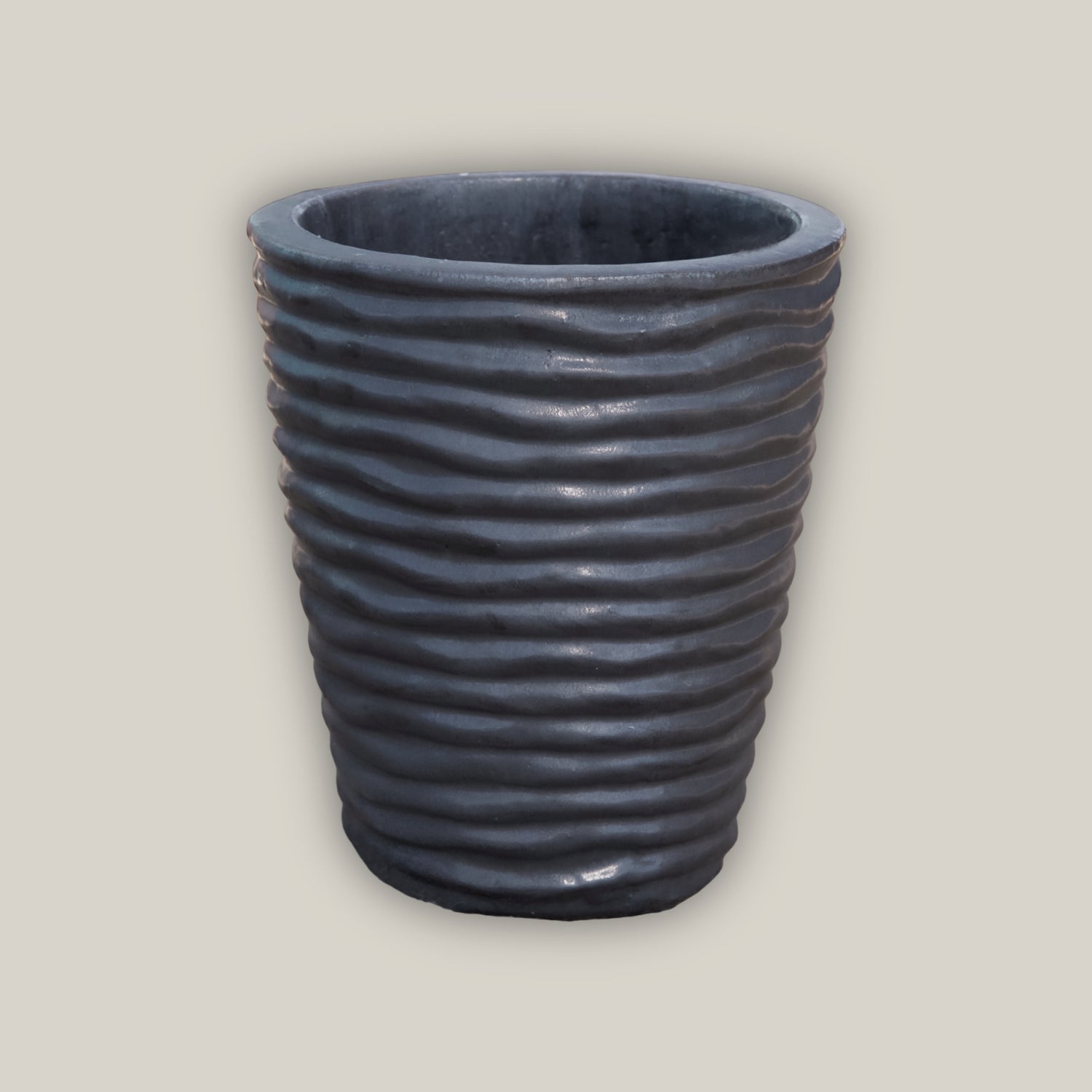 8036N14 - Matte Black Ripple Cone Pot