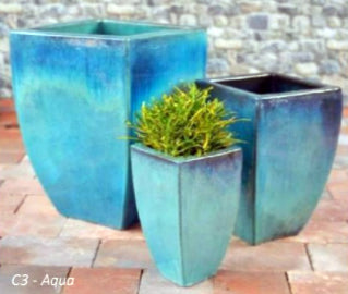 square tall plant pots Cobalt Blue Ceramic Milan Square Pot
