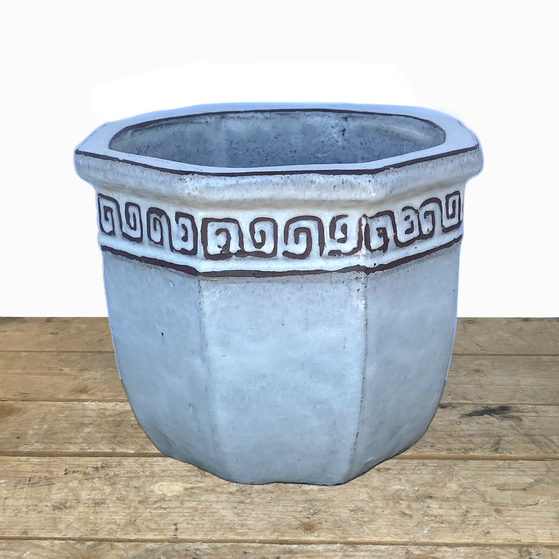 Antique White Ceramic Octagon Planter - Ten Thousand Pots
