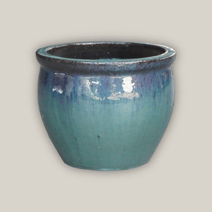 6110H1FS - Turquoise Round Rim Bullet Planter - FREE SHIPPING