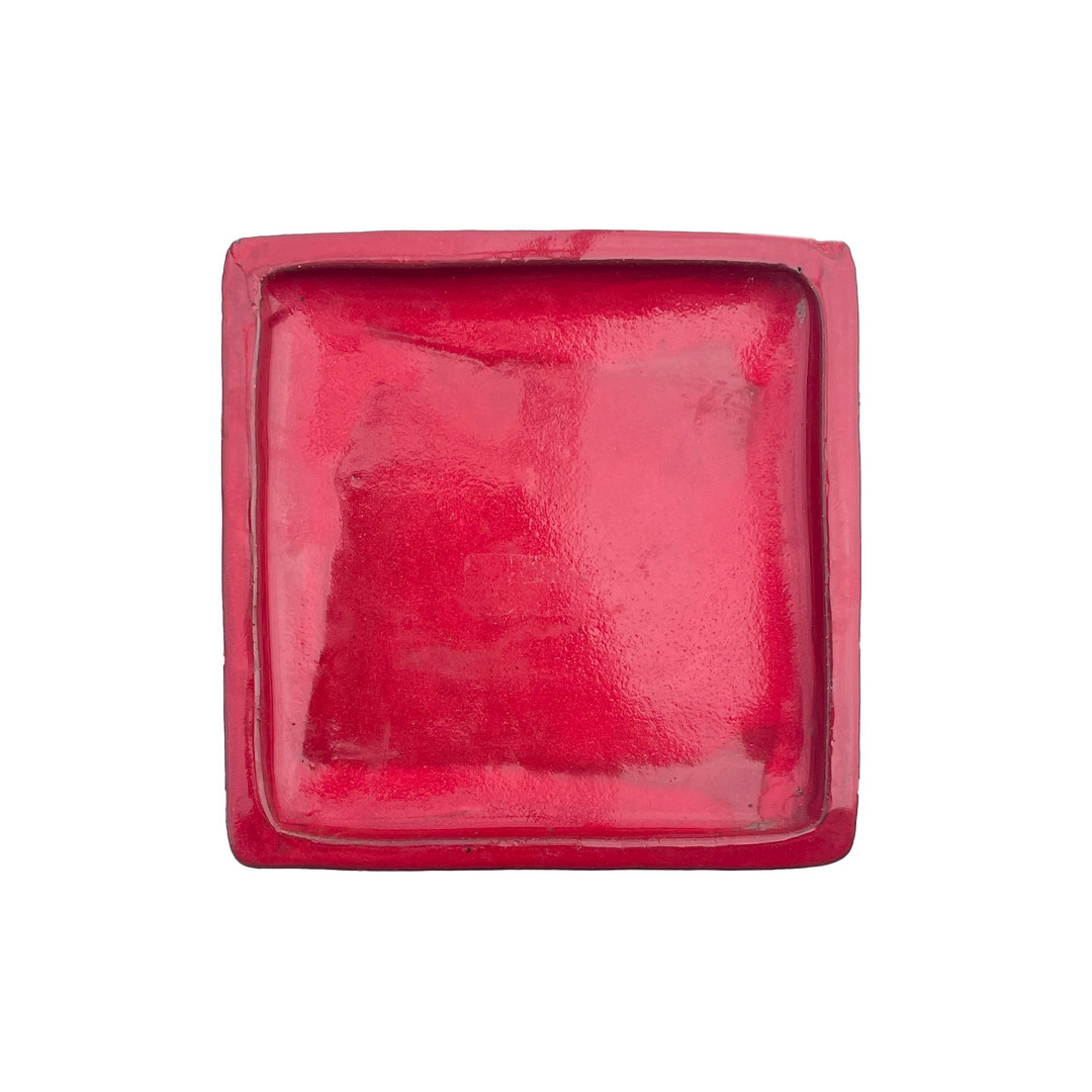 Red Square Planter Saucer - FREE SHIPPING - Sizes 7” 9” 10” 11” 12” 13” 15” - Handmade Thick Ceramic Plant Tray To Protect The Floor From Runoff Water
