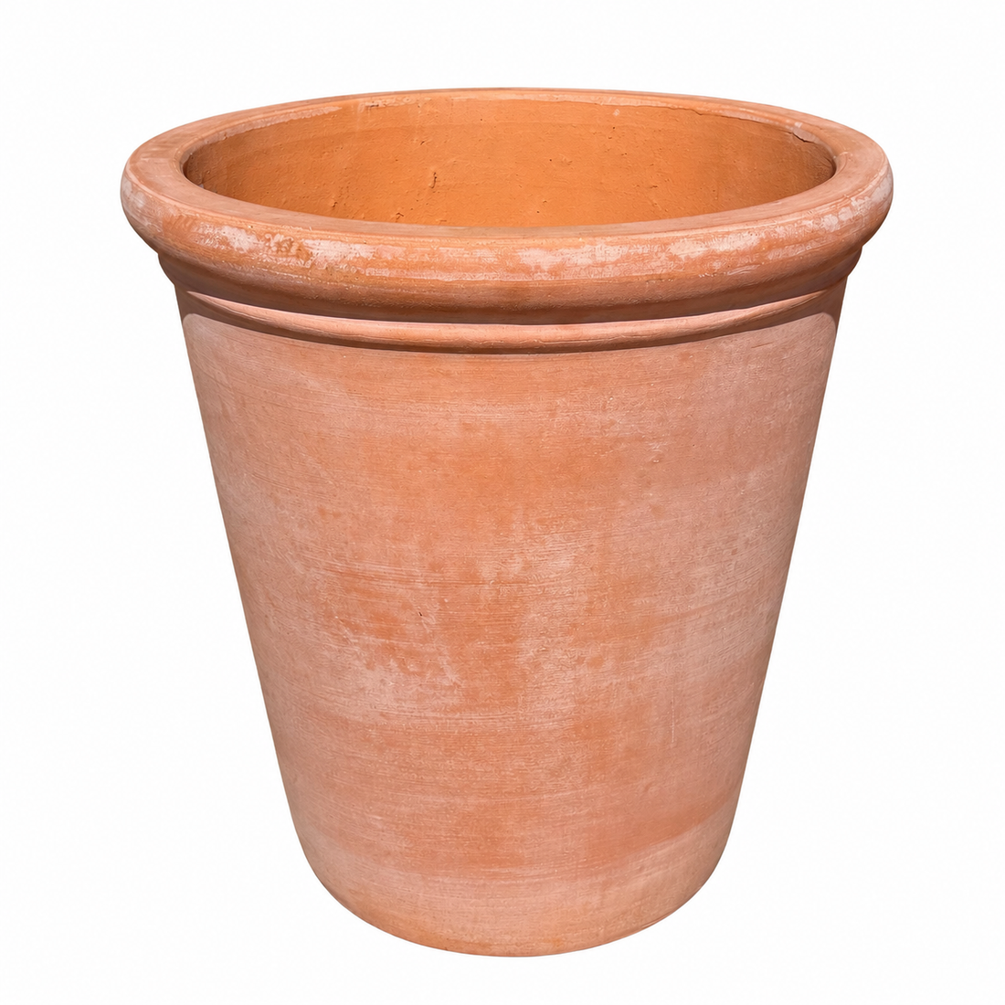 A classic terracotta pot with a flared rim, shown on a solid white background.