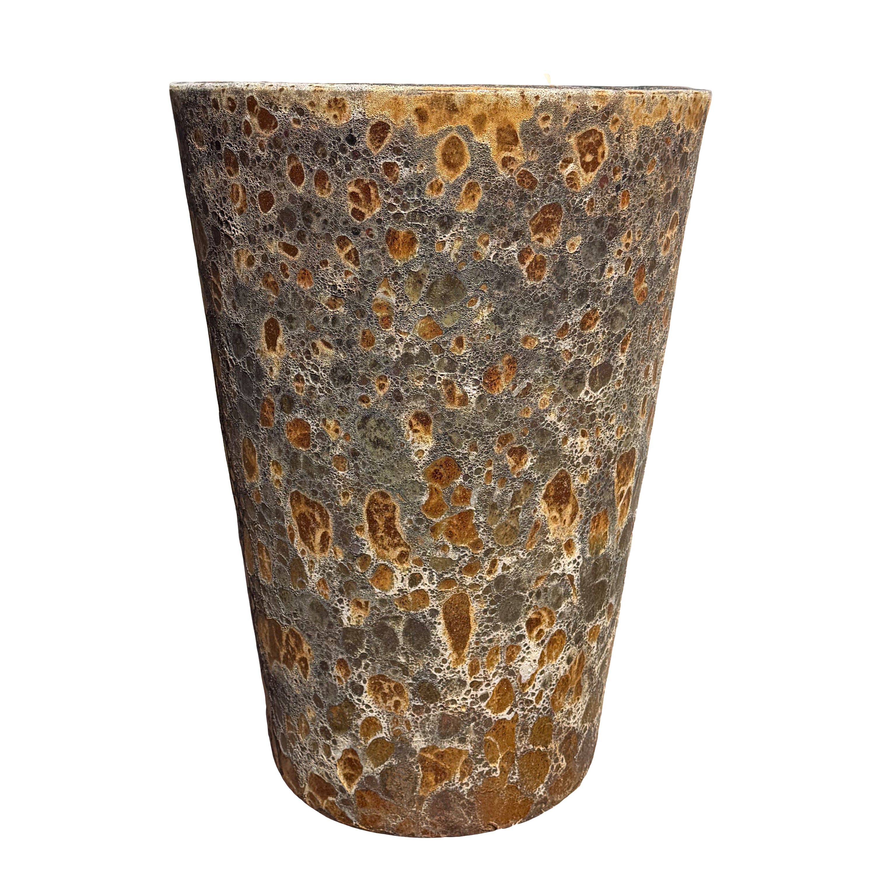 Front view of our Atlantic Rustic tall tapered cylinder planter highlighting the clean cylindrical profile and textured surface