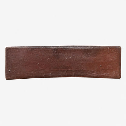 A rectangular dark brown planter with a smooth, slightly worn finish, shown against a plain white background.