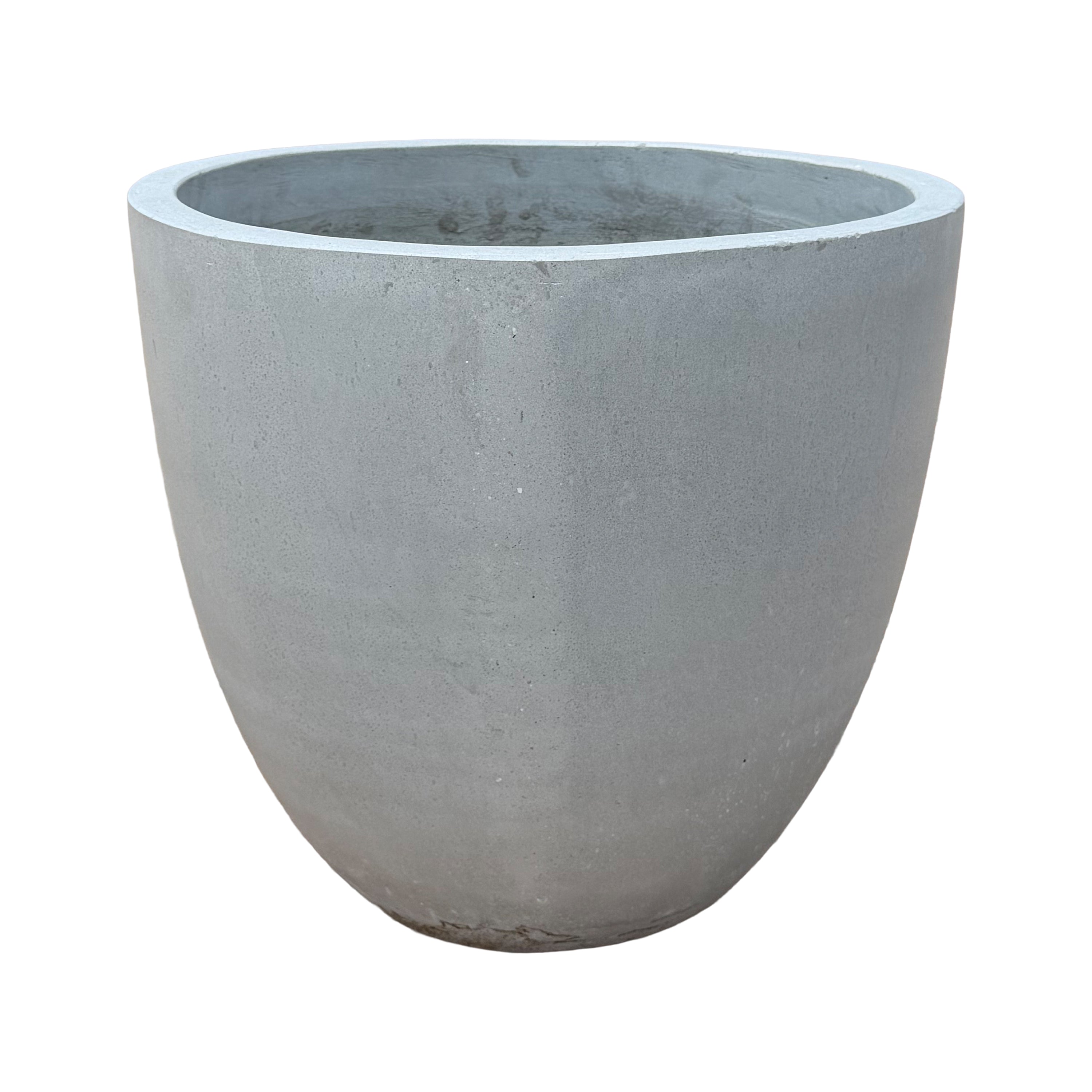 A large concrete planter with a textured matte gray finish, shown on a plain white background.