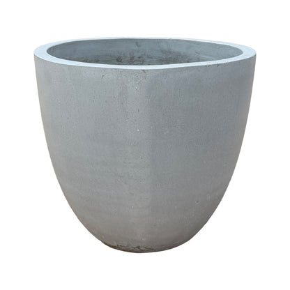 A large concrete planter with a textured matte gray finish, shown on a plain white background.