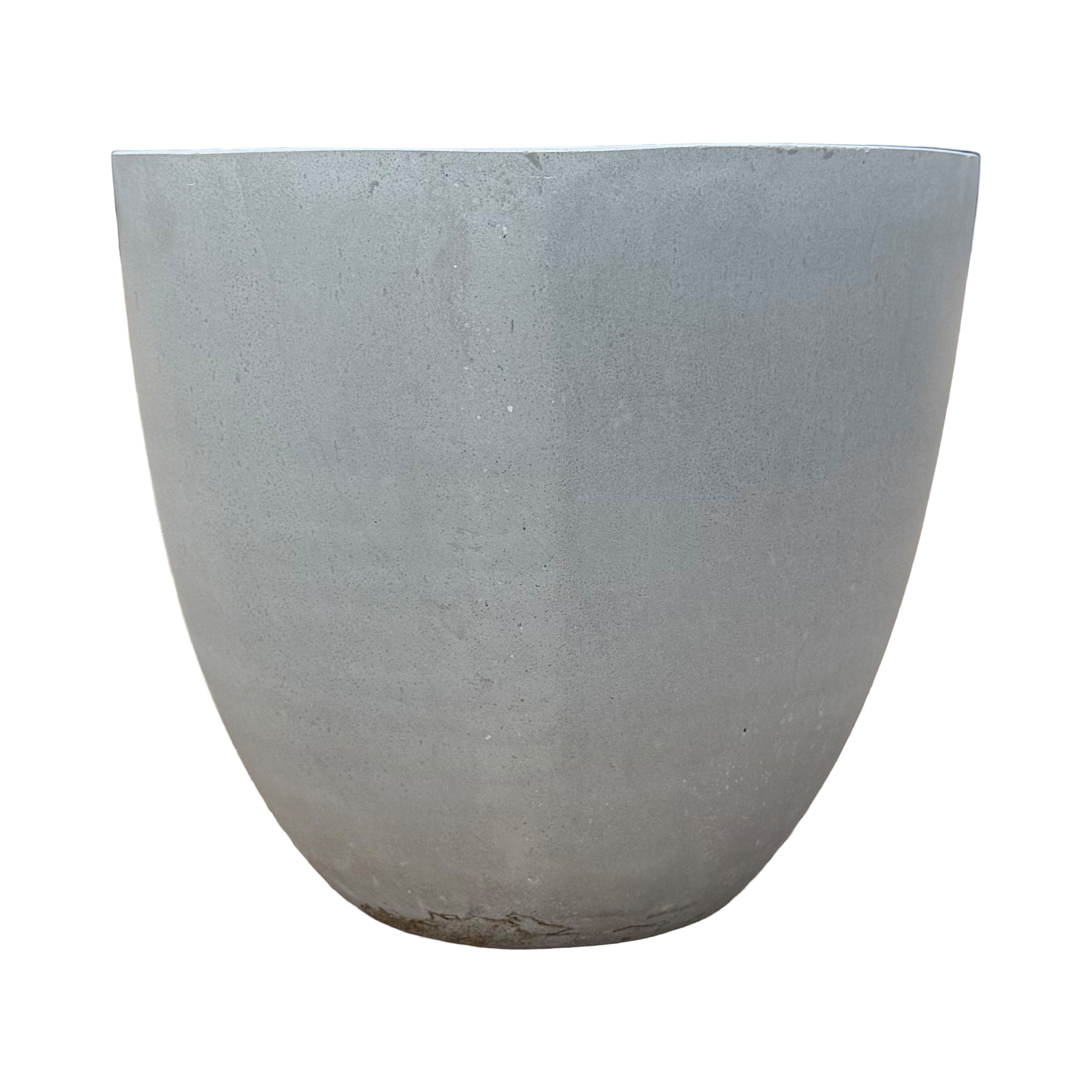 A large, modern concrete planter with a matte gray finish, shown against a plain white background.