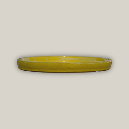 3125L38 - Round | Atomic Yellow Ceramic Plant Saucer | High Fired Ecofriendly Clay - Sizes 8&quot;-19.5&quot; - FREE SHIPPING