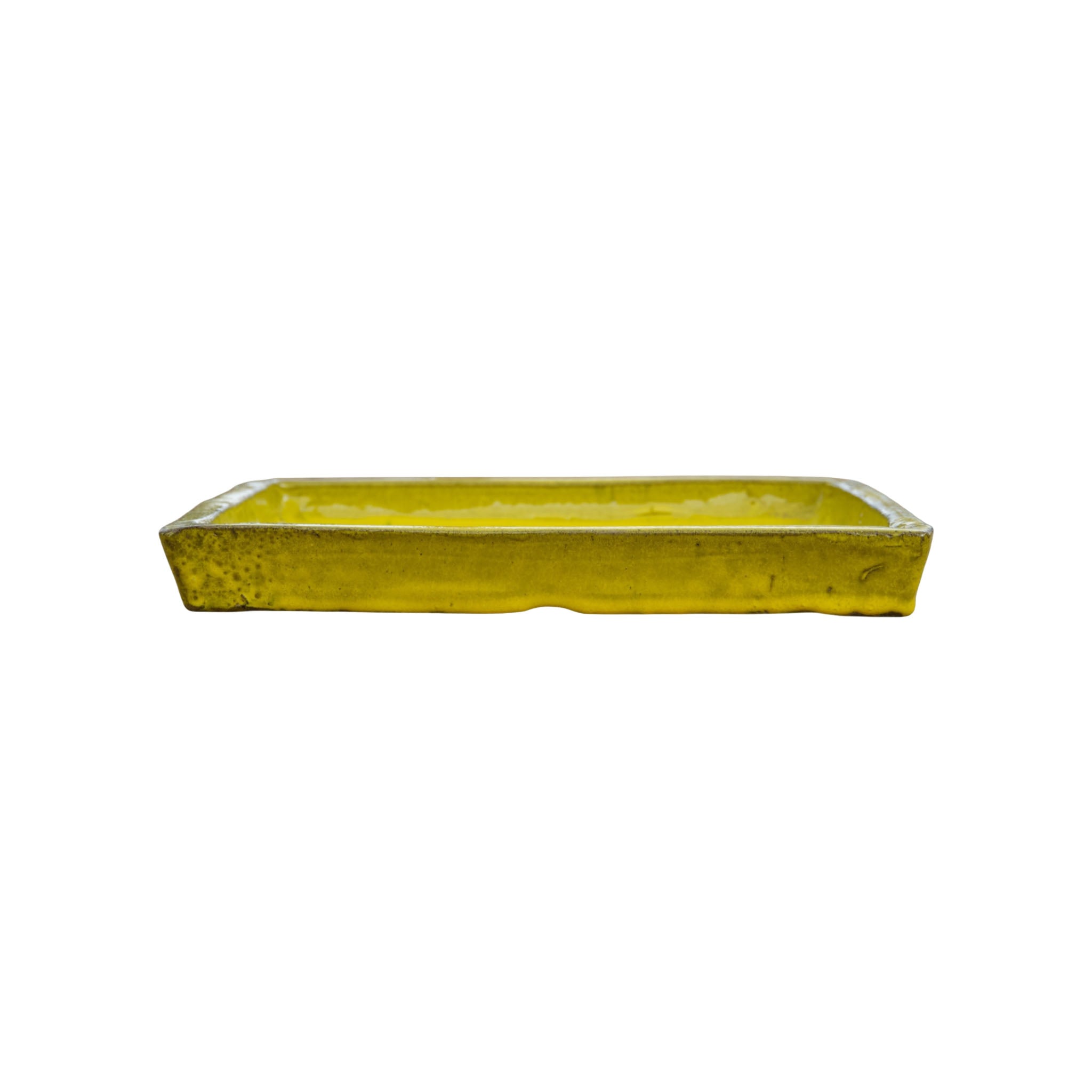 Square Yellow Ceramic Clay Plant Saucer