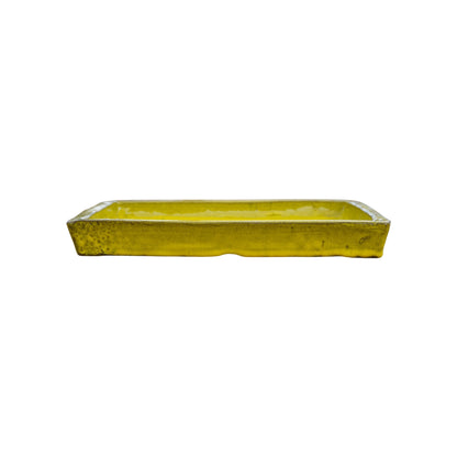 Square Yellow Ceramic Clay Plant Saucer