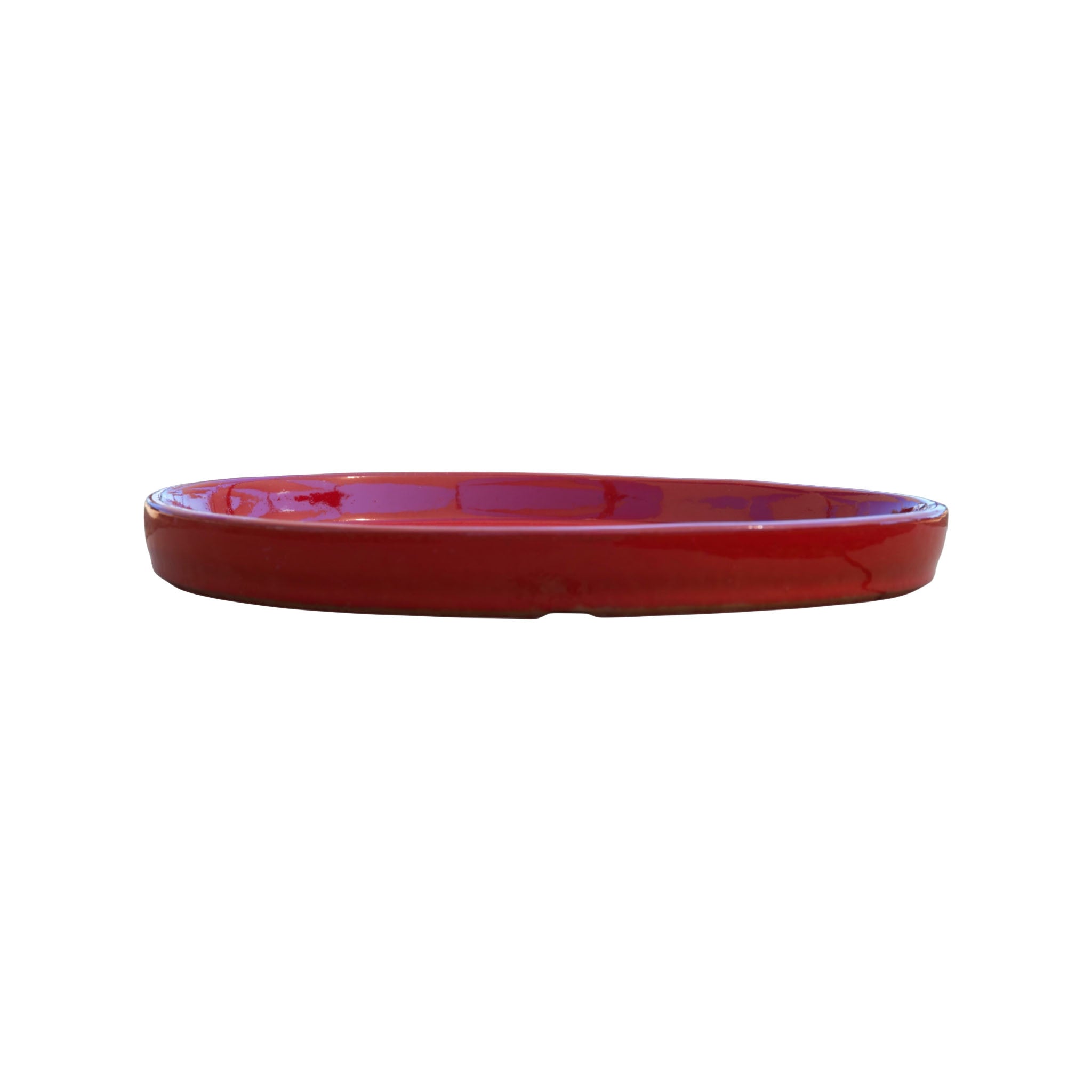 Round Bright Red Ceramic Clay Plant Saucer
