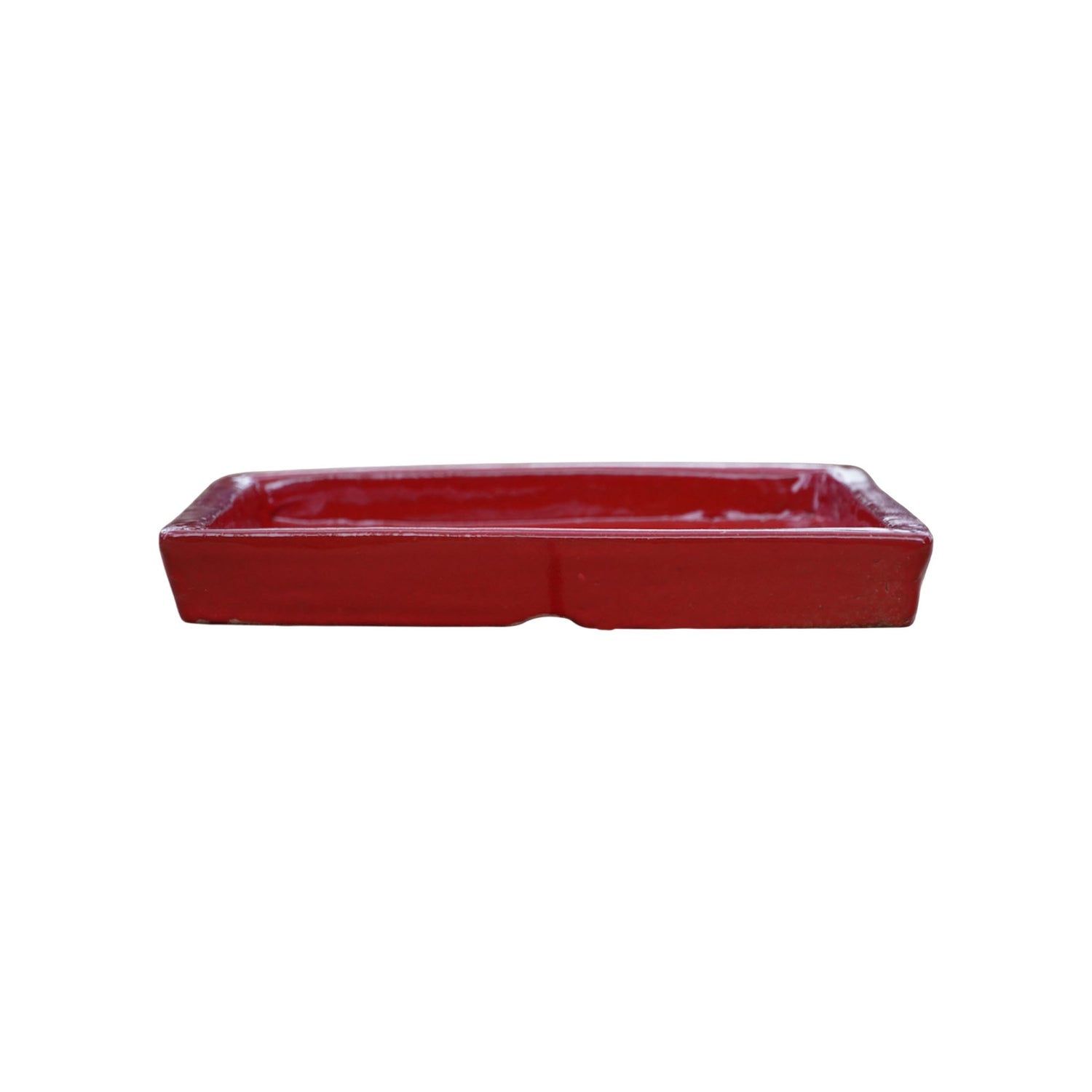 Square Bright Red Ceramic Clay Plant Saucer