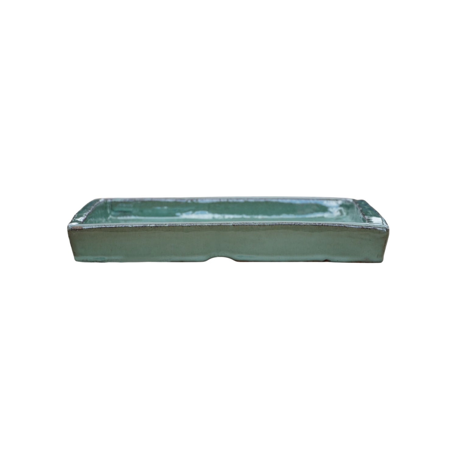 Square Green Cream Ceramic Clay Plant Saucer